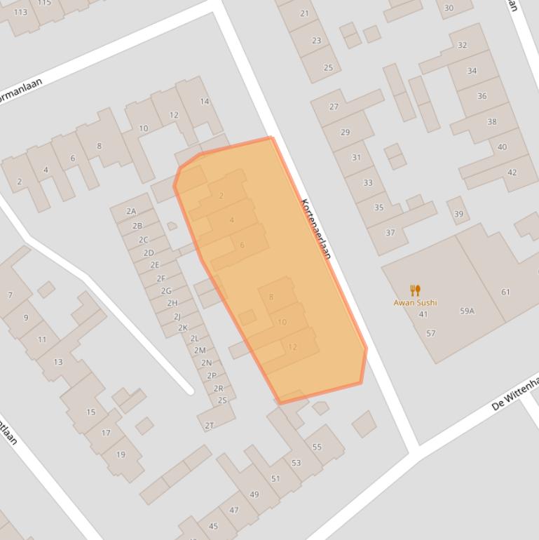 Kaart van postcodegebied 3843EV.
