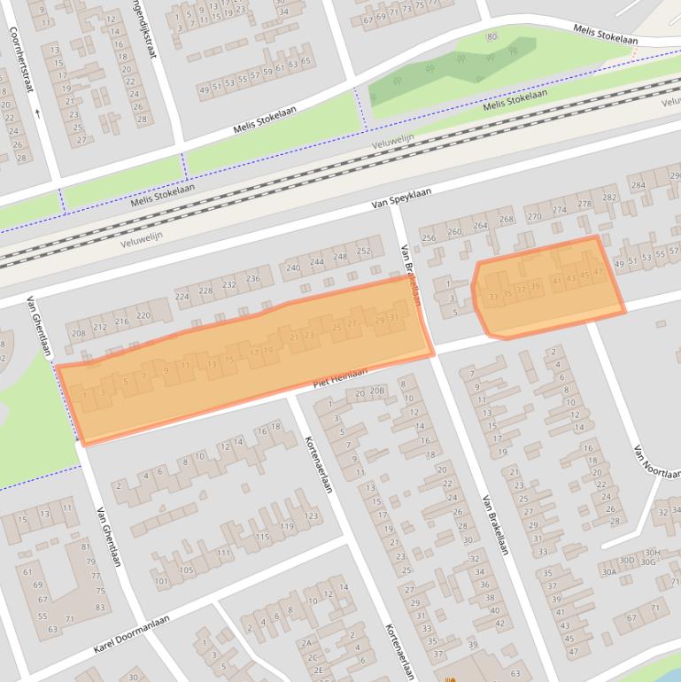 Kaart van postcodegebied 3843EW.