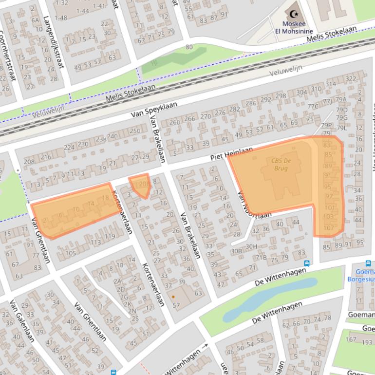 Kaart van postcodegebied 3843EZ.