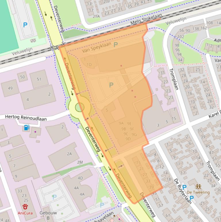 Kaart van postcodegebied 3843GA.