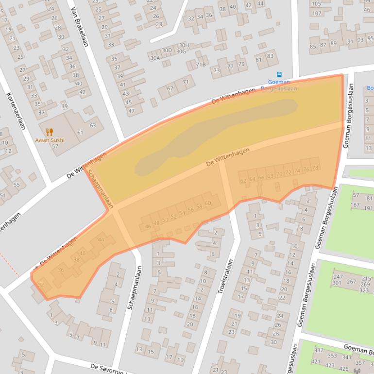 Kaart van postcodegebied 3843GK.