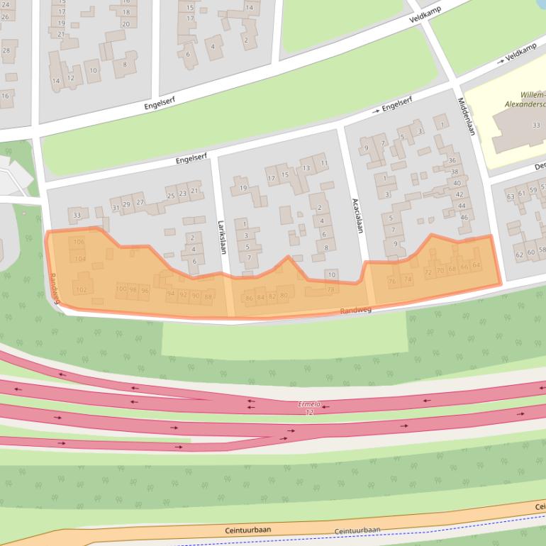 Kaart van postcodegebied 3843JD.