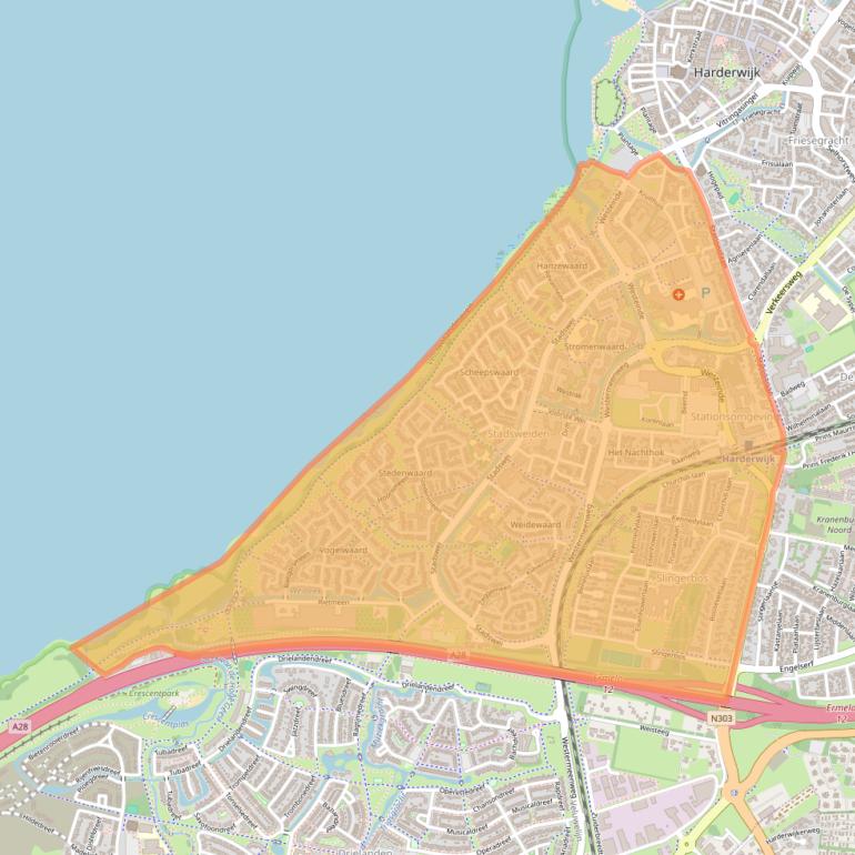 Kaart van postcodegebied 3844.