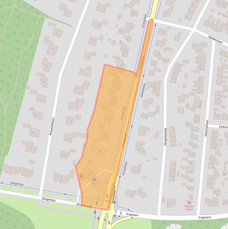 Kaart van postcodegebied 3844AB.