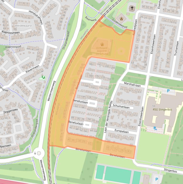 Kaart van postcodegebied 3844AK.