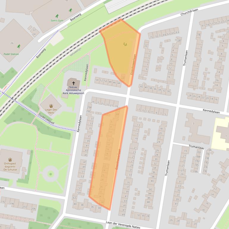 Kaart van postcodegebied 3844AT.