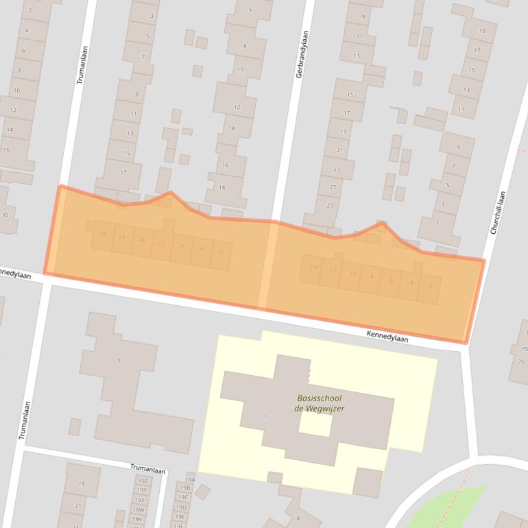 Kaart van postcodegebied 3844BC.