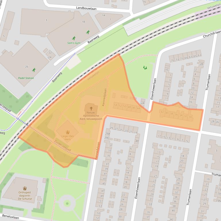 Kaart van postcodegebied 3844BD.