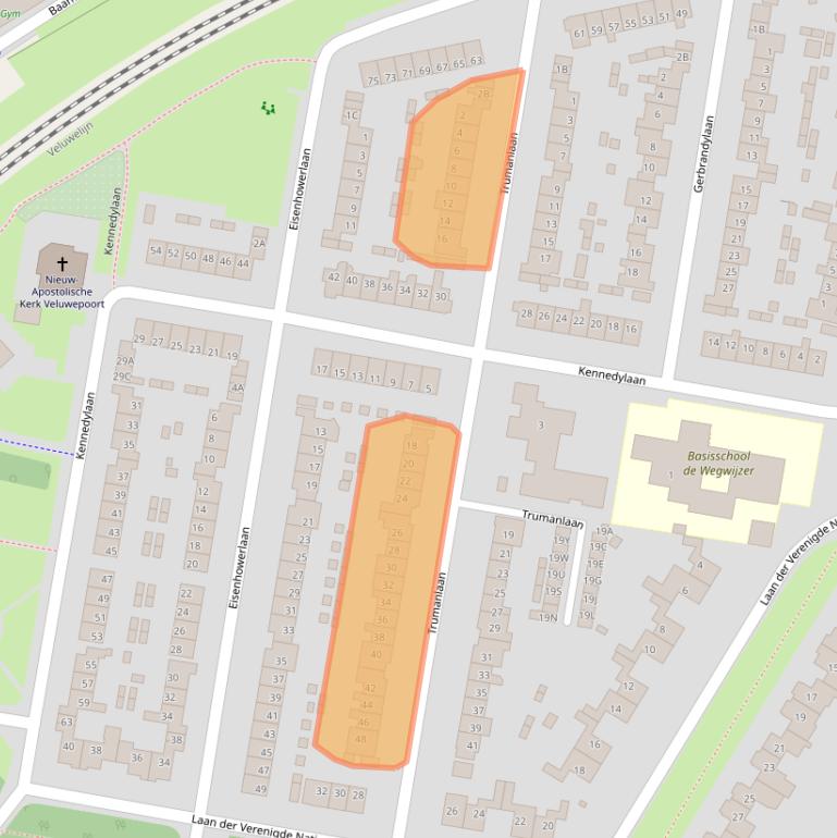 Kaart van postcodegebied 3844BG.