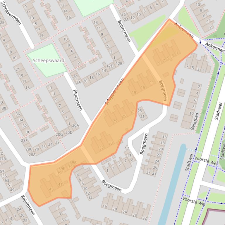 Kaart van postcodegebied 3844CK.