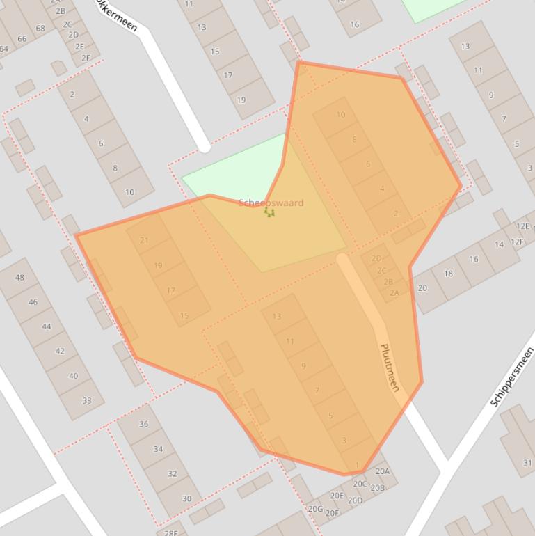 Kaart van postcodegebied 3844CZ.