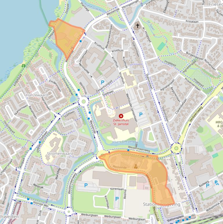 Kaart van postcodegebied 3844DD.