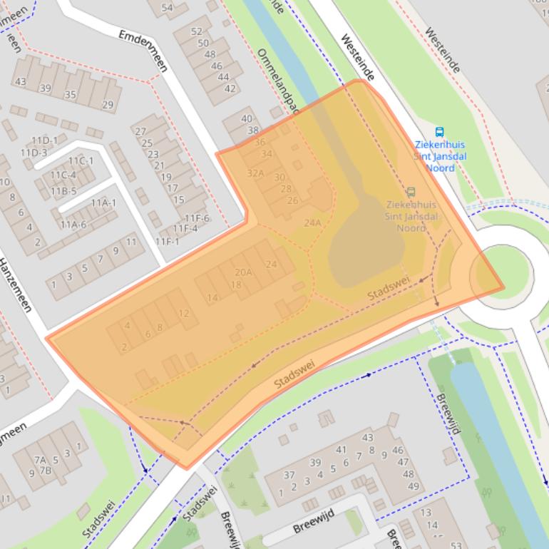 Kaart van postcodegebied 3844EC.