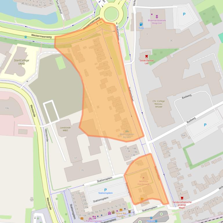 Kaart van postcodegebied 3844GA.