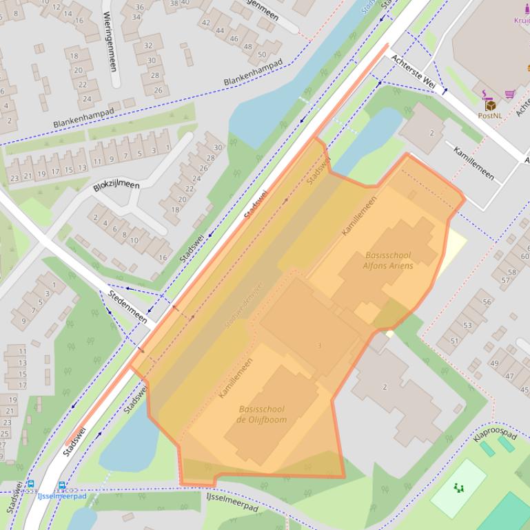 Kaart van postcodegebied 3844HZ.