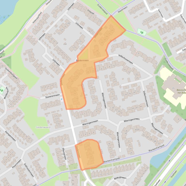 Kaart van postcodegebied 3844JB.