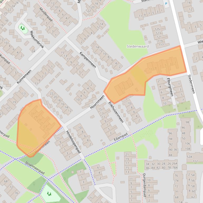 Kaart van postcodegebied 3844JD.