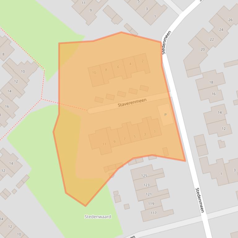 Kaart van postcodegebied 3844JR.