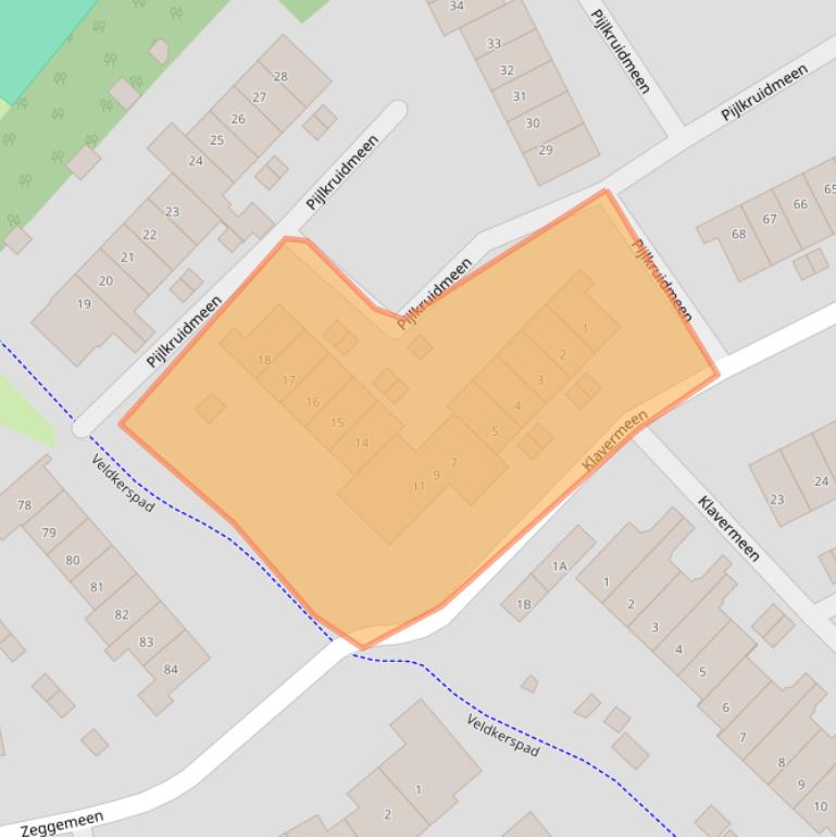 Kaart van postcodegebied 3844PL.