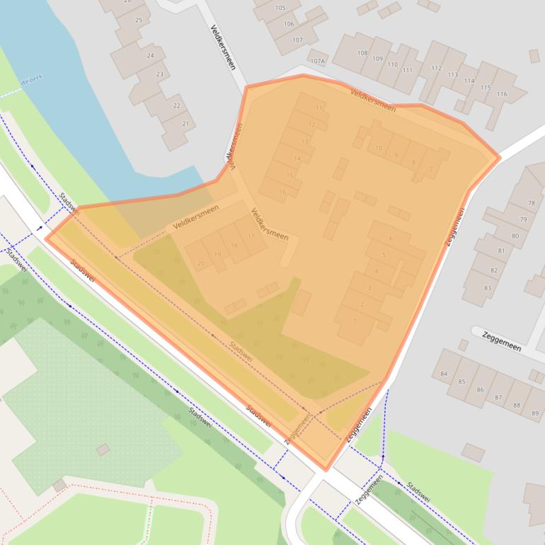 Kaart van postcodegebied 3844RA.