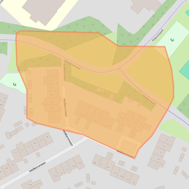 Kaart van postcodegebied 3844RE.