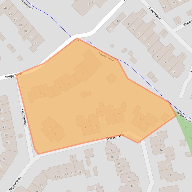 Kaart van postcodegebied 3844RK.