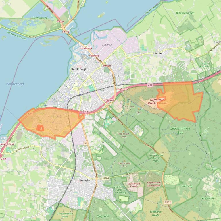 Kaart van postcodegebied 3845.