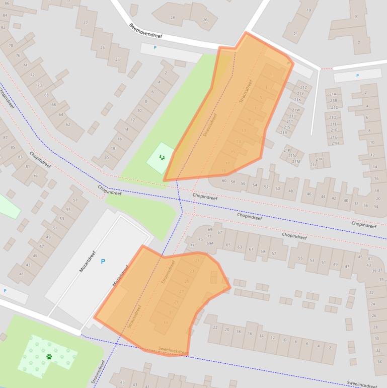 Kaart van postcodegebied 3845AT.