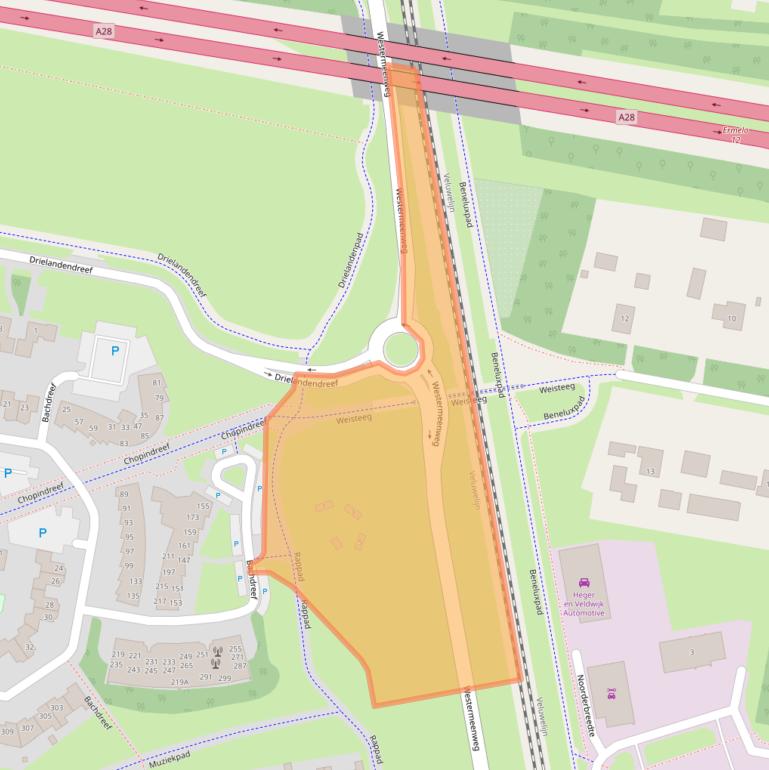 Kaart van postcodegebied 3845AZ.