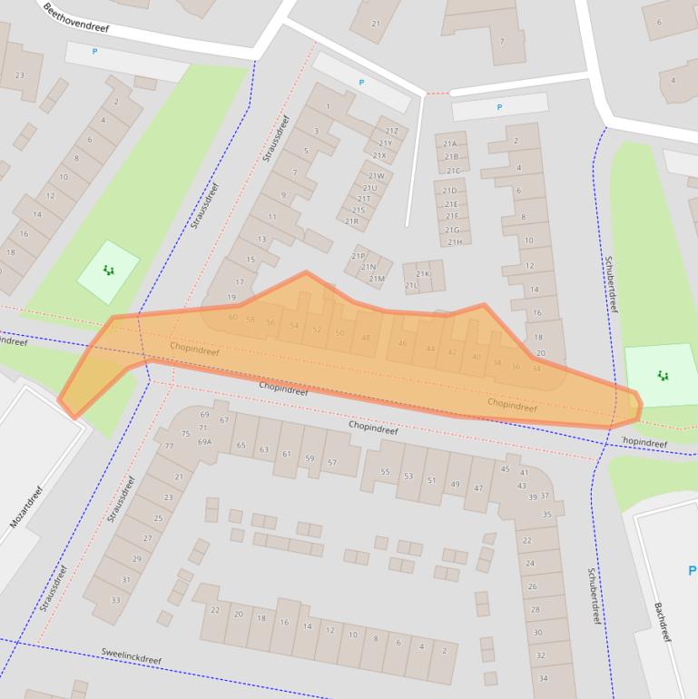 Kaart van postcodegebied 3845BE.