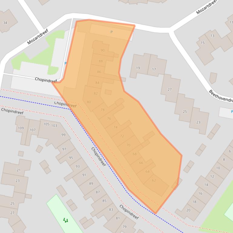 Kaart van postcodegebied 3845BG.