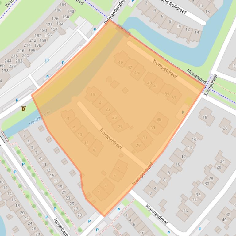 Kaart van postcodegebied 3845CJ.