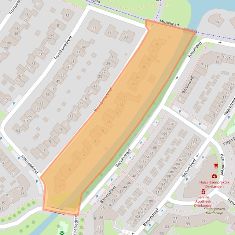 Kaart van postcodegebied 3845CM.