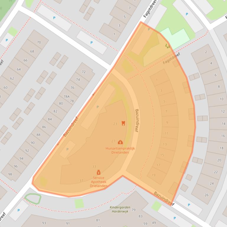 Kaart van postcodegebied 3845DA.