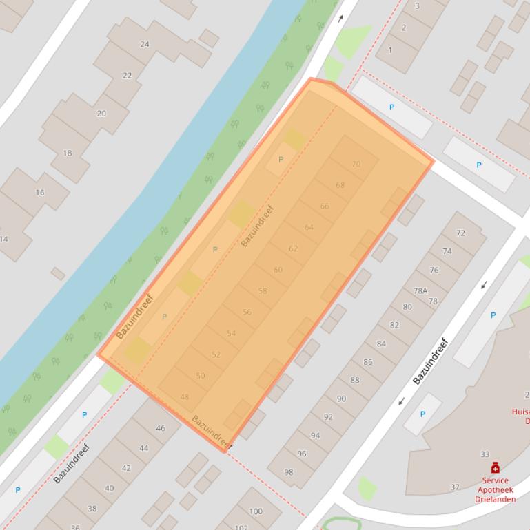 Kaart van postcodegebied 3845DC.