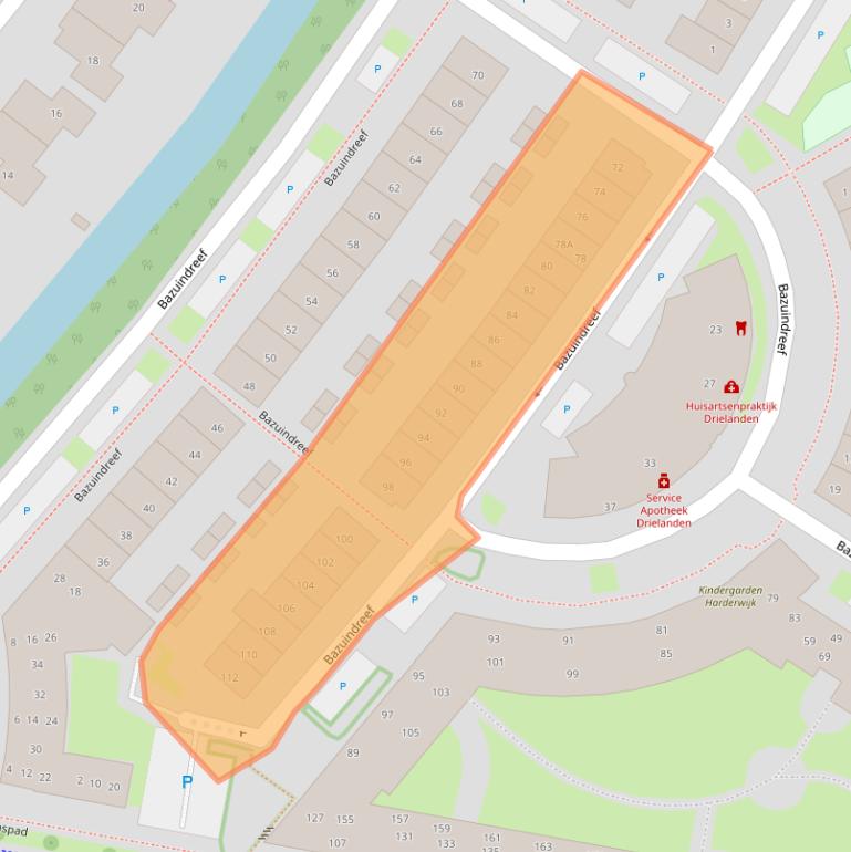 Kaart van postcodegebied 3845DD.