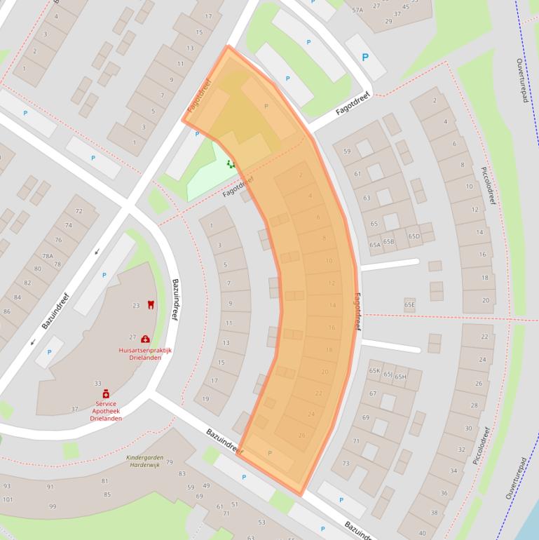 Kaart van postcodegebied 3845DH.