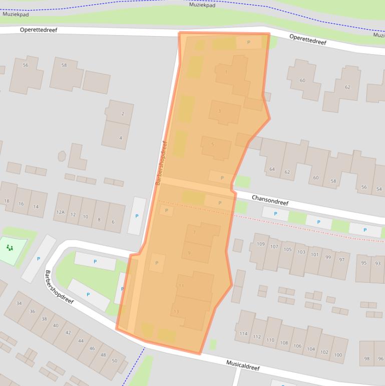 Kaart van postcodegebied 3845DN.