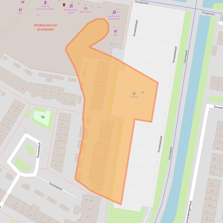 Kaart van postcodegebied 3845DT.