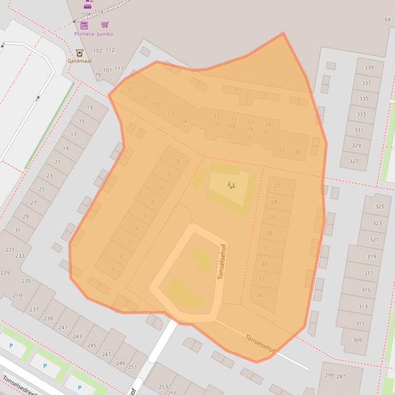 Kaart van postcodegebied 3845DV.