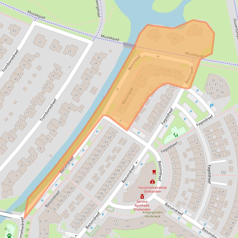 Kaart van postcodegebied 3845DX.