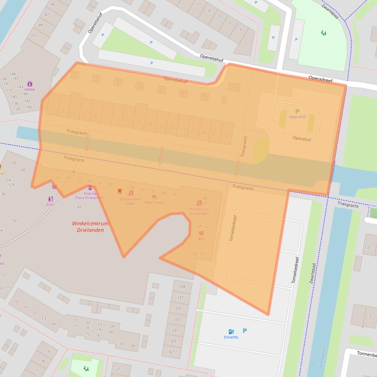 Kaart van postcodegebied 3845DZ.