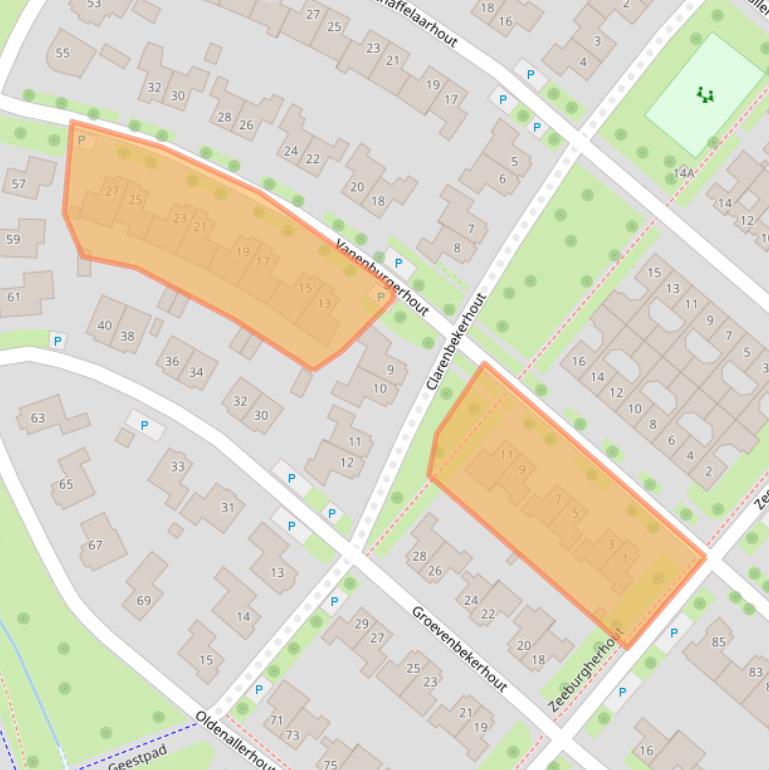 Kaart van postcodegebied 3845EH.