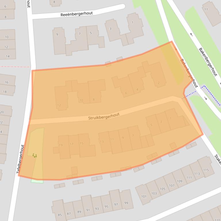 Kaart van postcodegebied 3845JA.