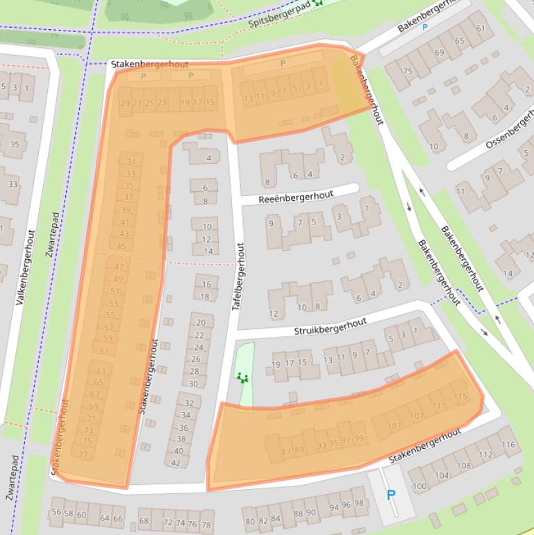 Kaart van postcodegebied 3845JE.