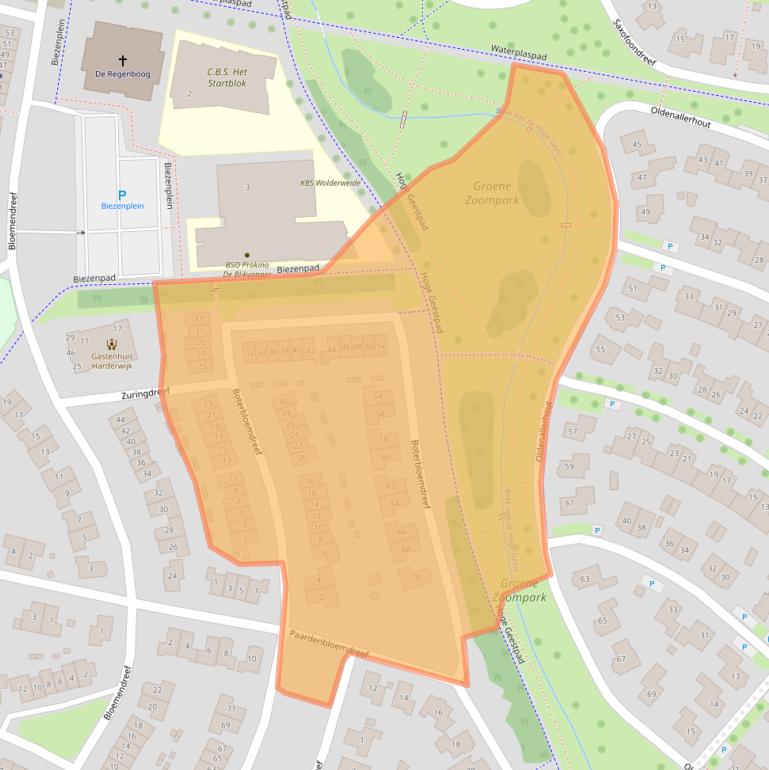 Kaart van postcodegebied 3845KB.