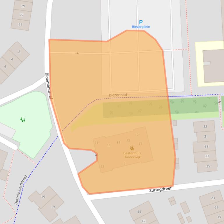 Kaart van postcodegebied 3845KE.