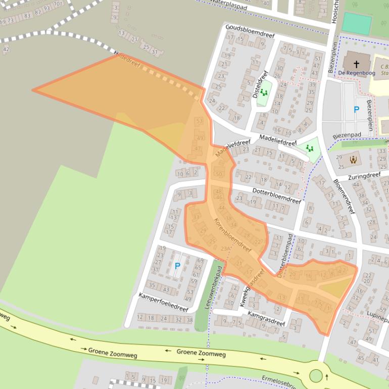 Kaart van postcodegebied 3845KL.