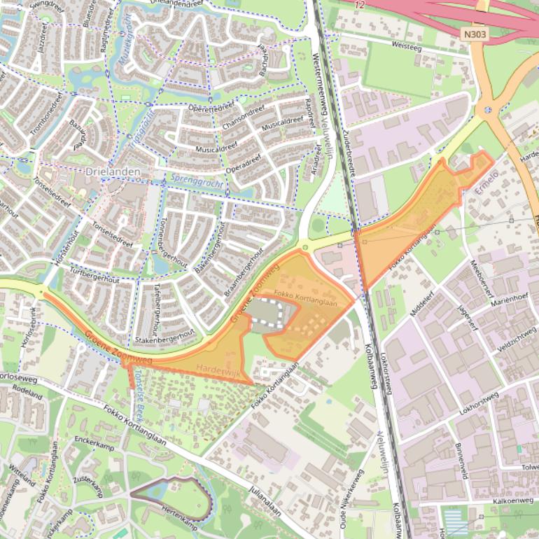 Kaart van postcodegebied 3845LC.