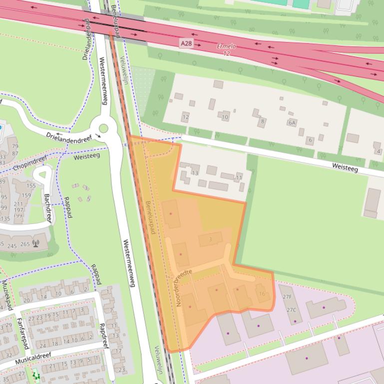 Kaart van postcodegebied 3845MB.